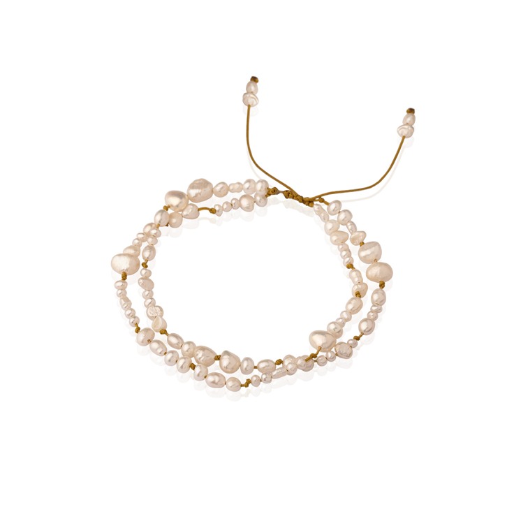 دستبند مروارید رشته طلایی  سفید 2
